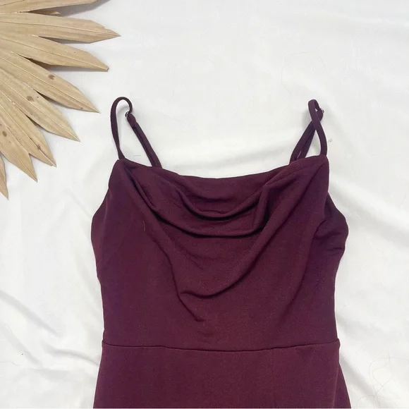 Birdy Grey Ash Crepe Cabernet Drape Cowl Neck Maroon Burgundy Maxi Dress XS - Picture 4 of 8